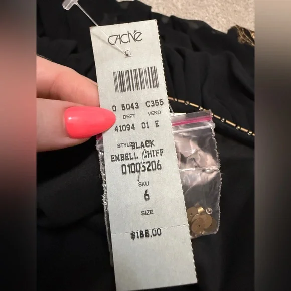 Vintage Cache Black Halter Dress with Gold Details - size 6 - NWT - Picture 8 of 15